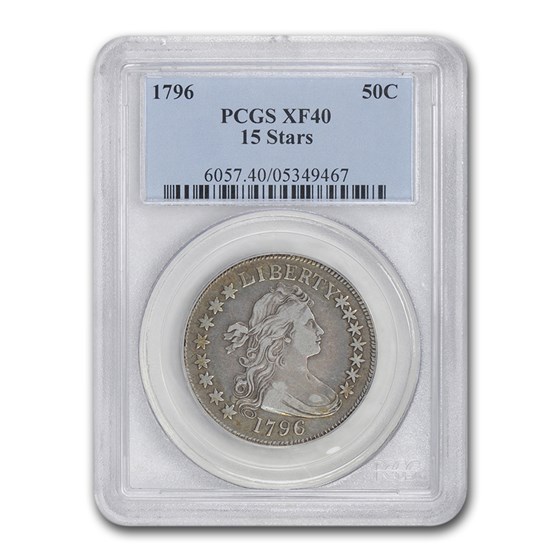 1796 Draped Bust Half Dollar XF-40 PCGS (15 Stars) 1796 Draped Bust Half Dollar XF-40 PCGS (15 Stars)